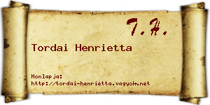 Tordai Henrietta névjegykártya